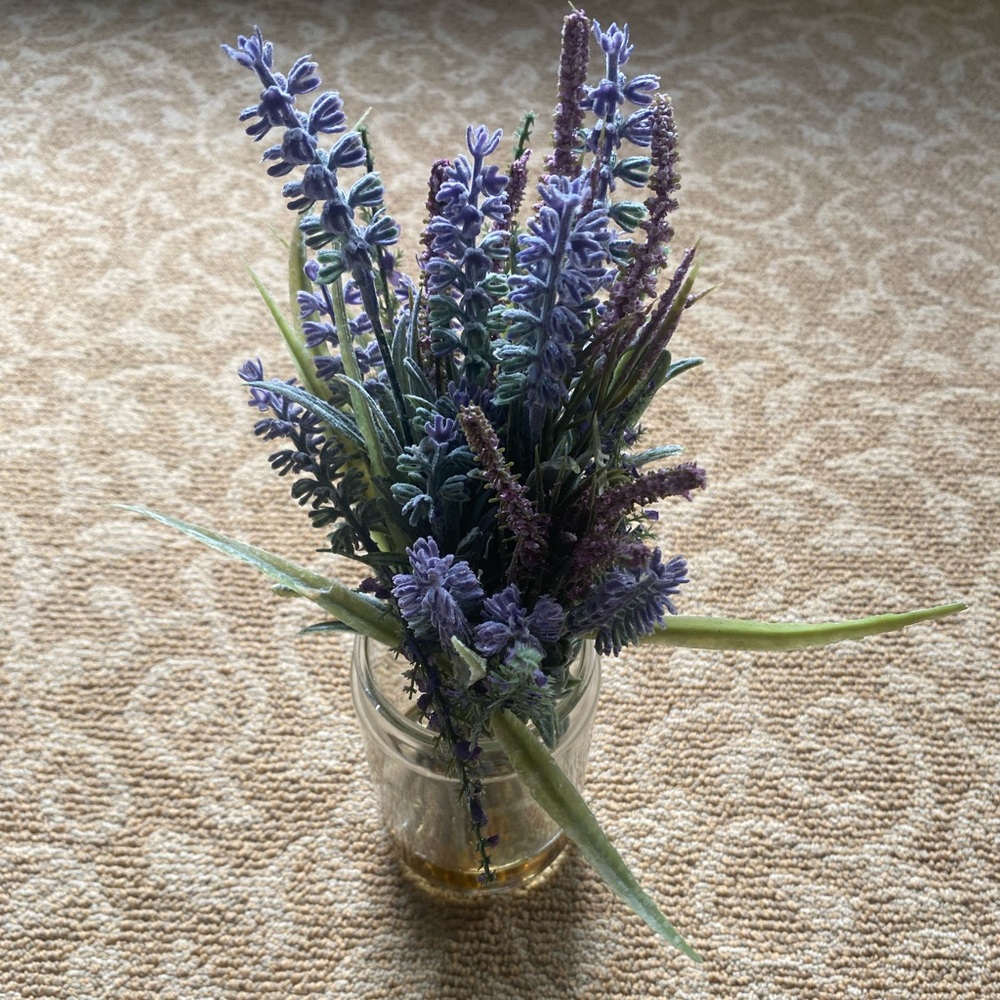 Lavender plant in glass vase